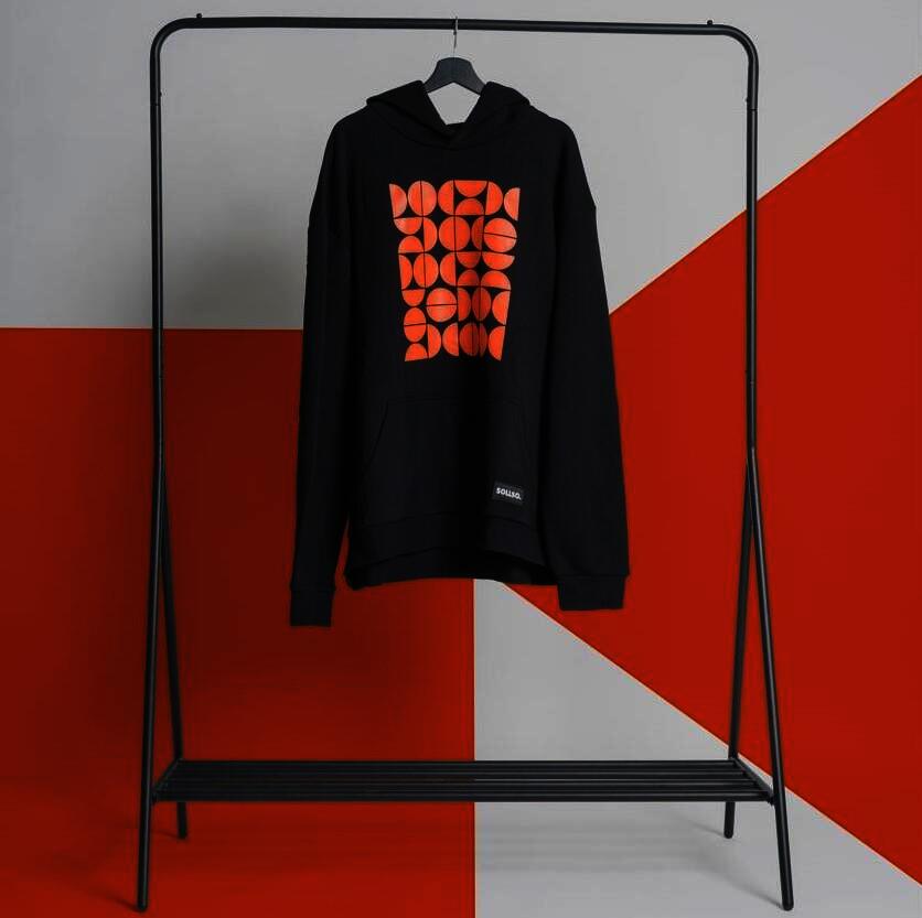 SOLLSO. Premium Hoodie "Abstract" Farbe Dark Black, Größe 3XL
