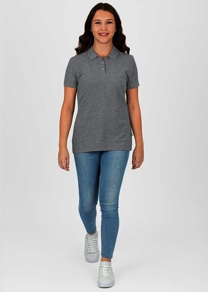 JAKO Damen Polo-Shirt Organic, hellgrau meliert, Gr.42