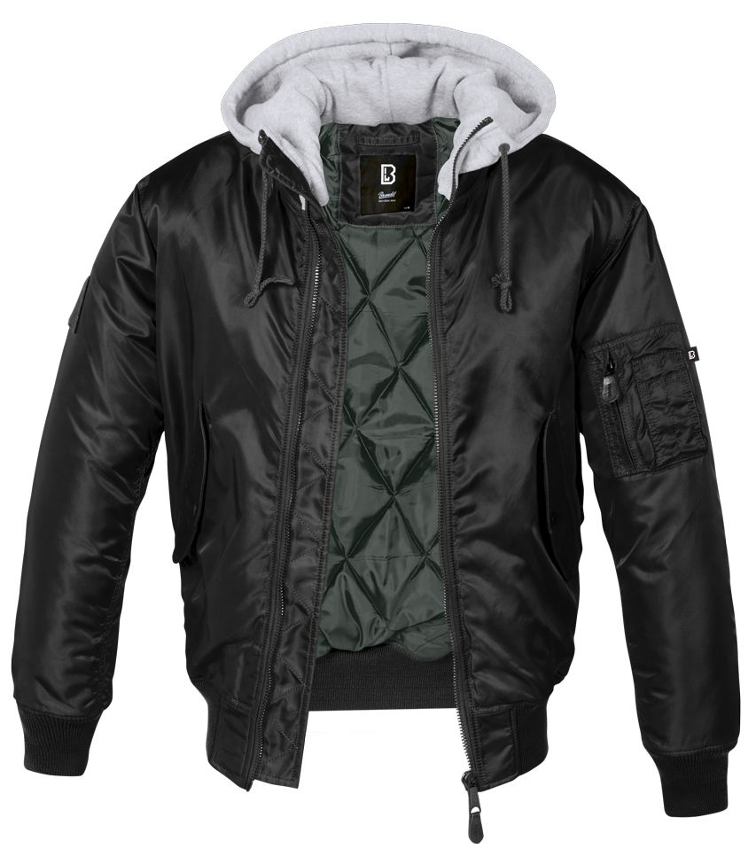 Brandit MA1 Sweat Hooded Jacket, schwarz-grau, Größe L