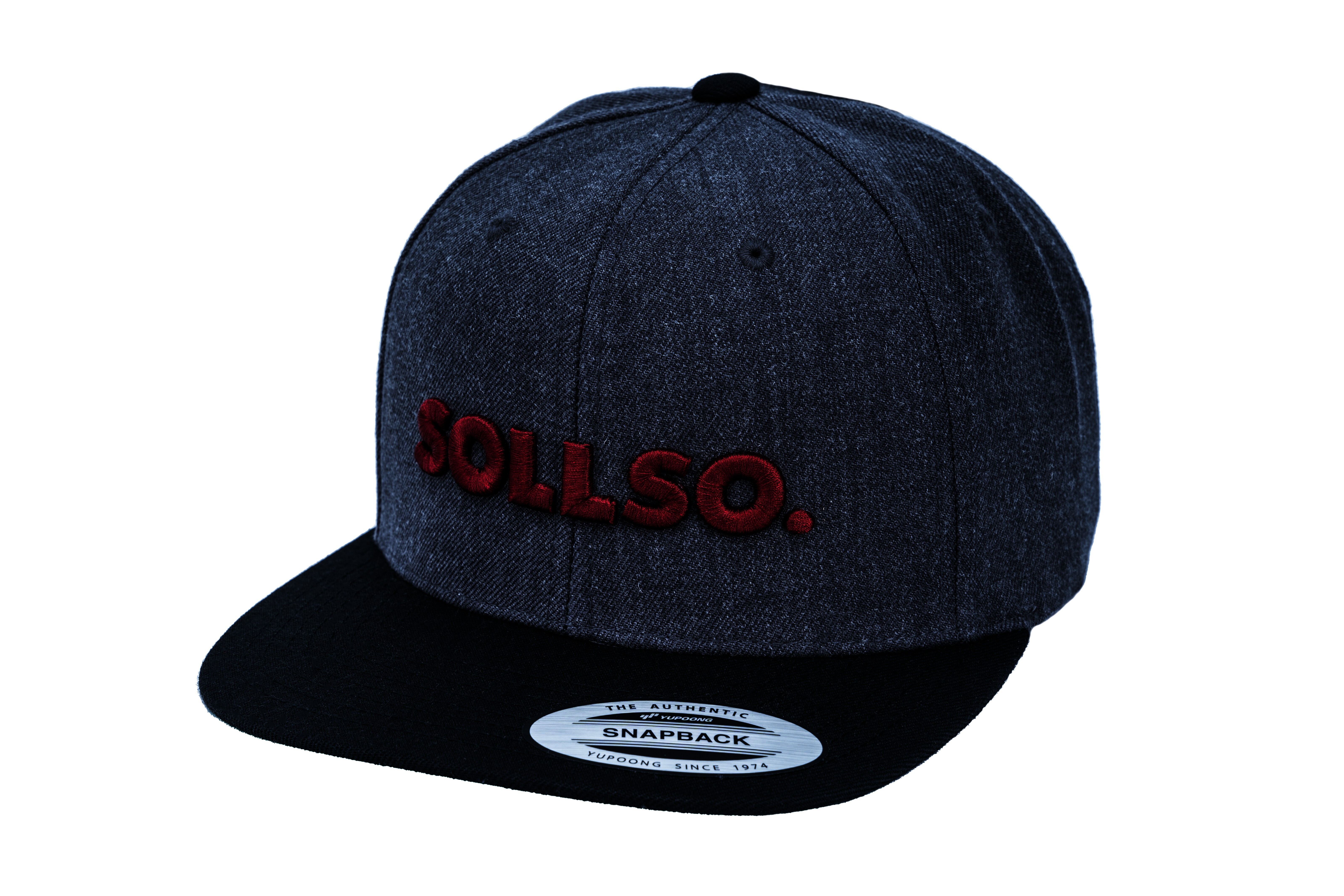 SOLLSO. Classic Snapback 2-Tone Cap, Charcoal-Black