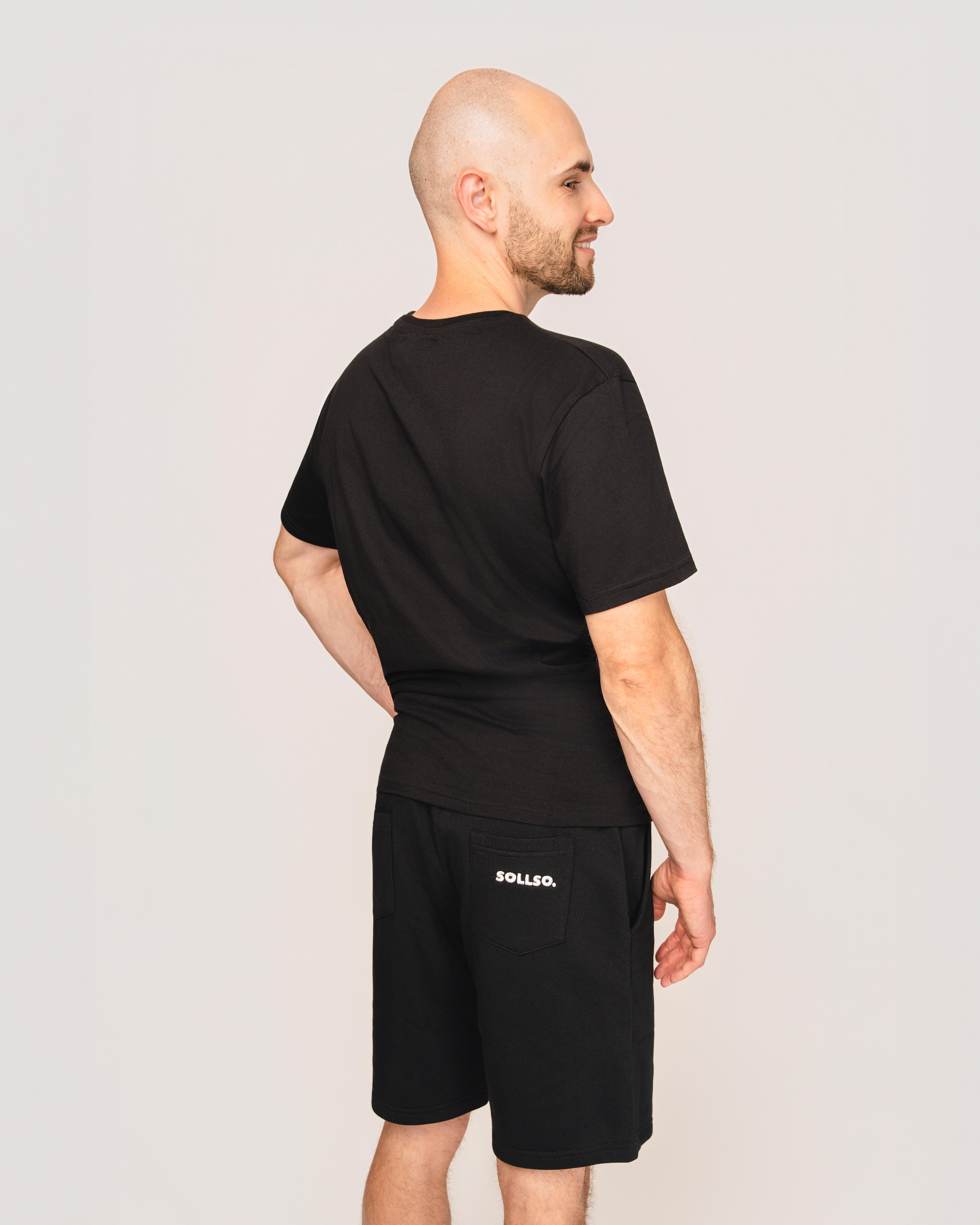 Sweatshorts „SOLLSO.“, Schwarz, Größe L