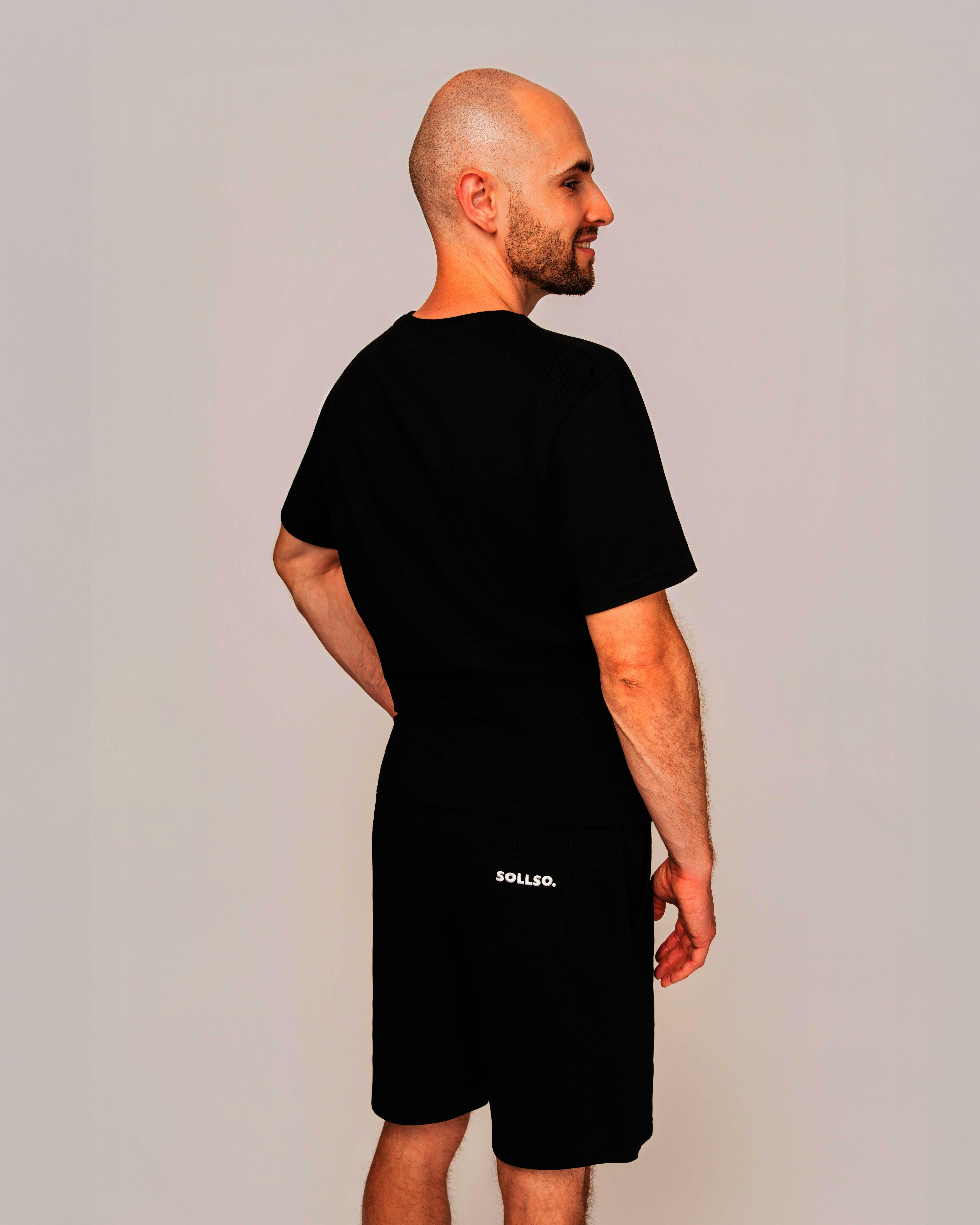 Sweatshorts „SOLLSO.“, Schwarz, Größe L