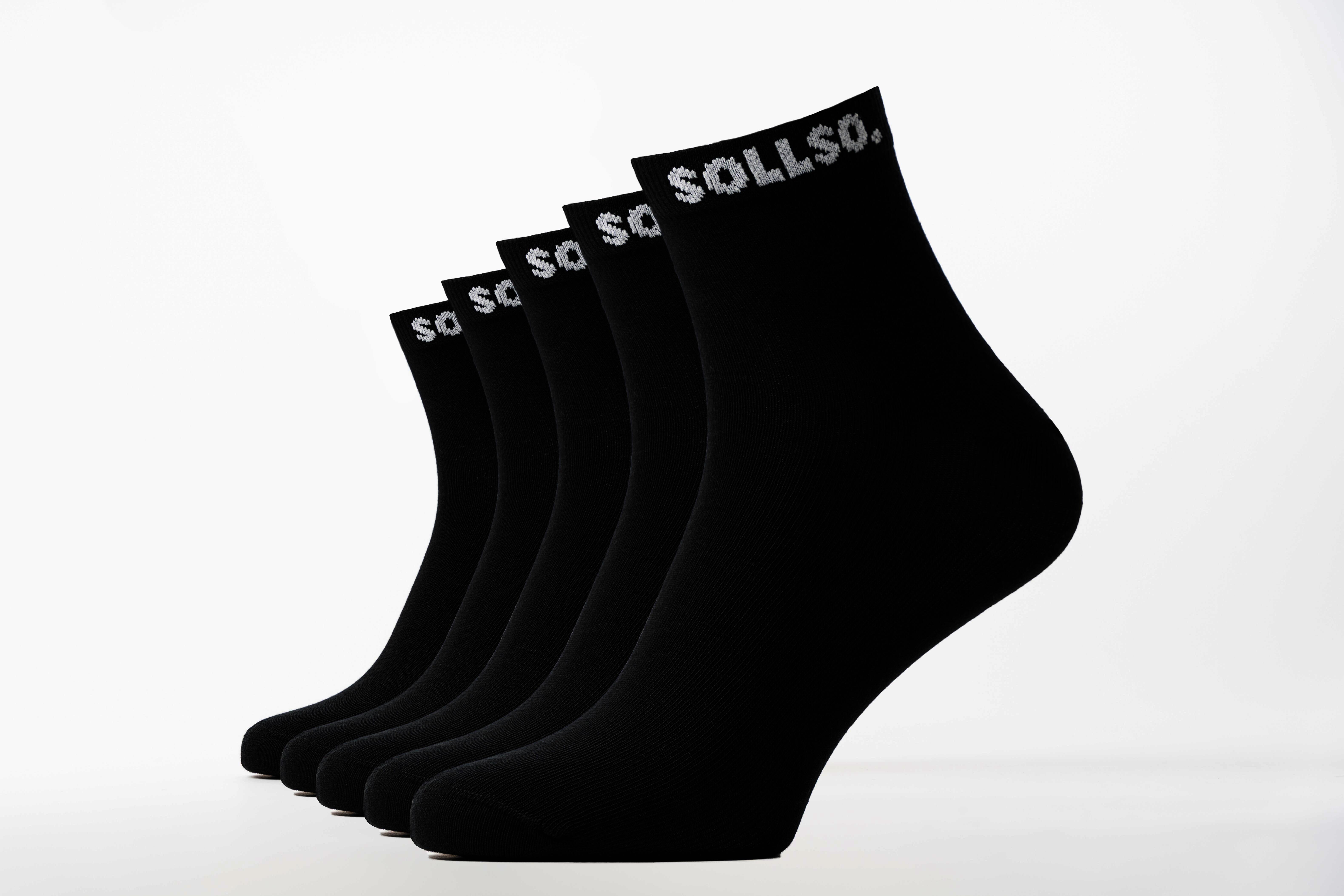 SOLLSO. Herren Sneakersocke, Farbe Schwarz, Größe 39-42, 10 Paar
