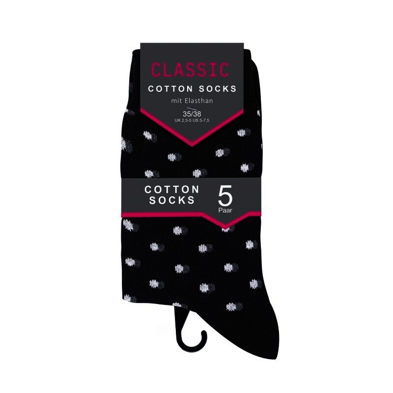 Damen Socken 63103, gemustert/uni, 2 x 5er-Pack, Gr.35/38