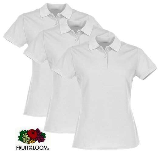 FOTL  Damen Premium-Poloshirt, 3er-Pack, weiß, Gr.XL