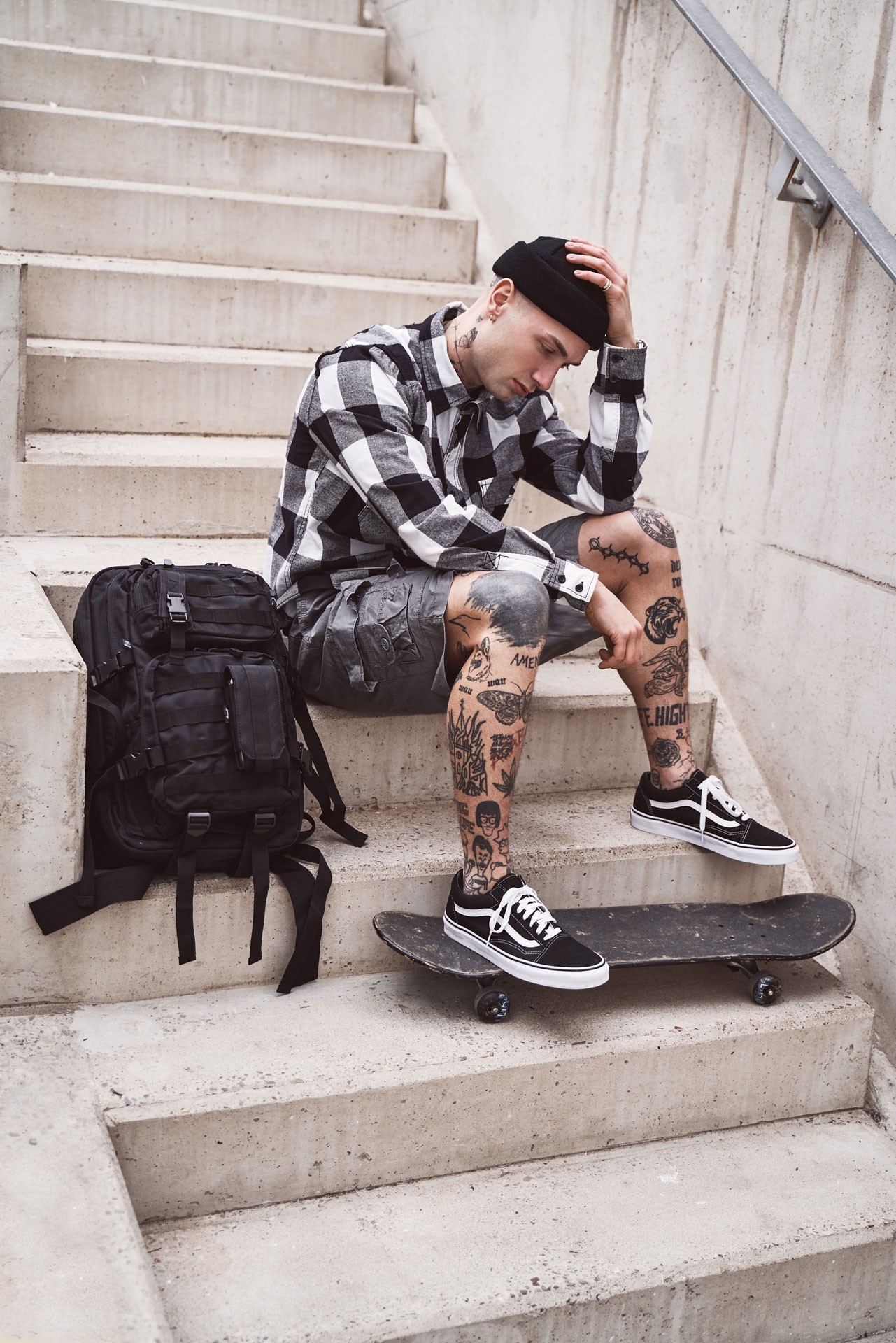 Brandit Holzfällerhemd schwarz/weiß, Größe 7XL