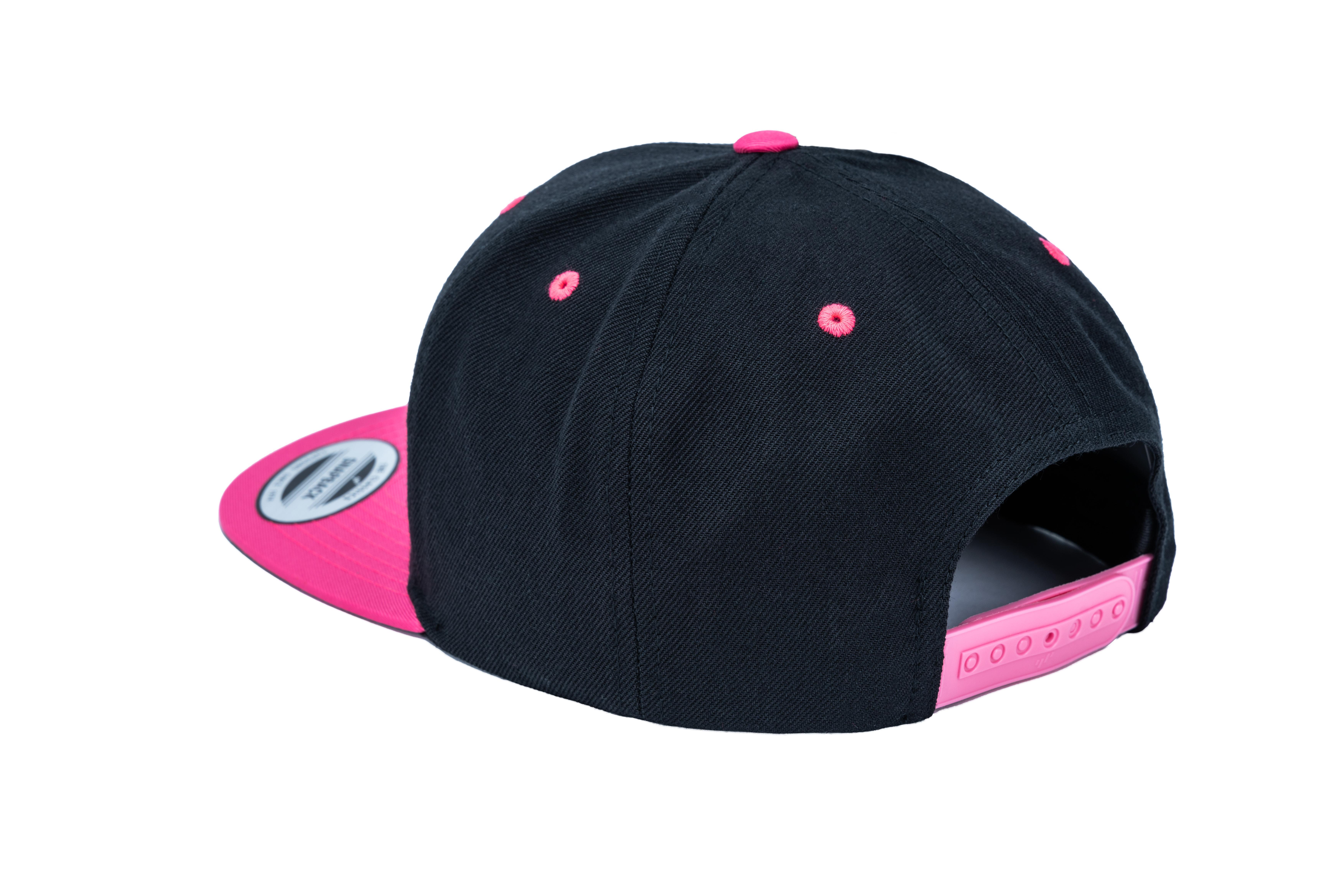 SOLLSO. Classic Snapback 2-Tone Cap, Black-Neon Pink