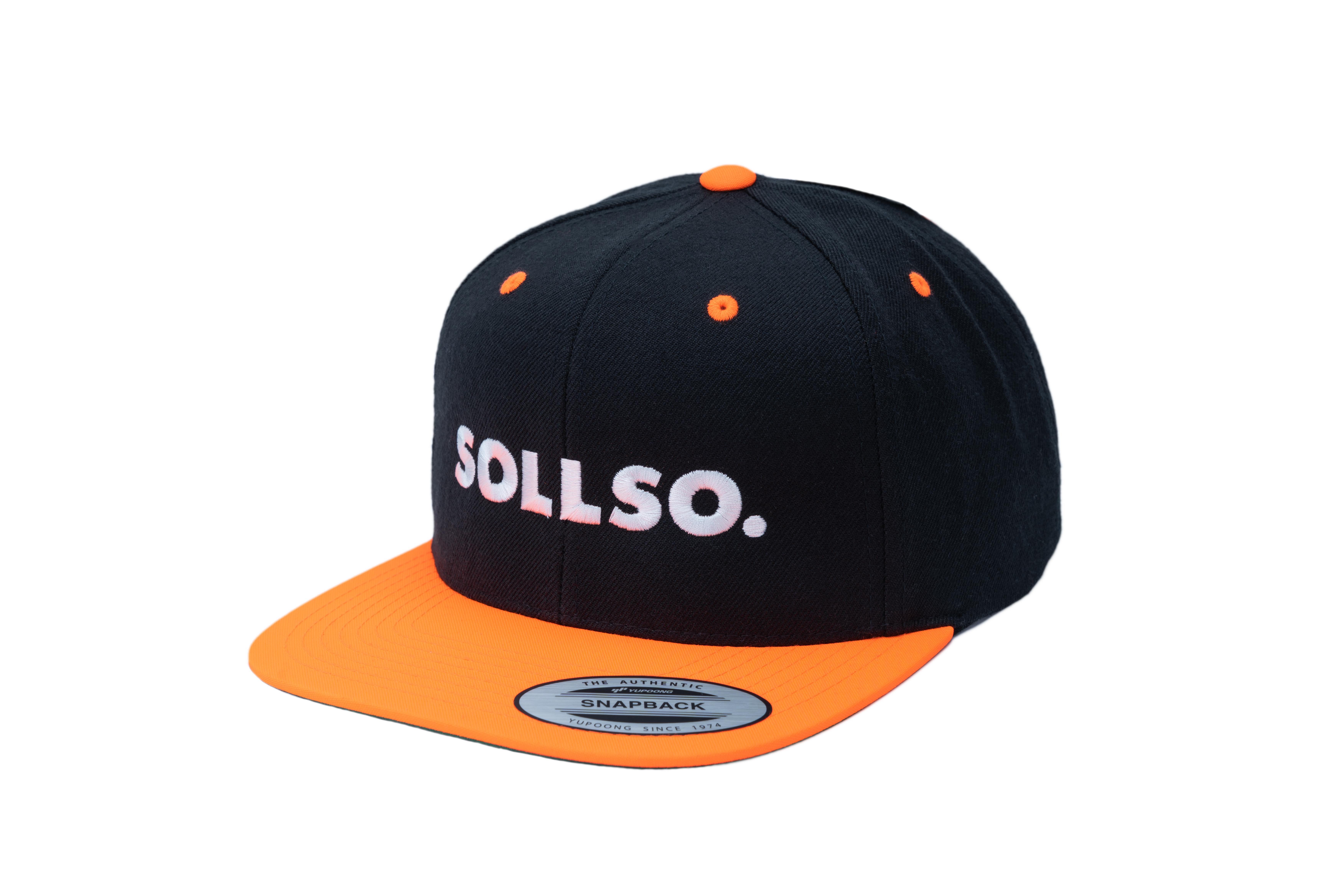 SOLLSO. Classic Snapback 2-Tone Cap, Black-Neon Orange