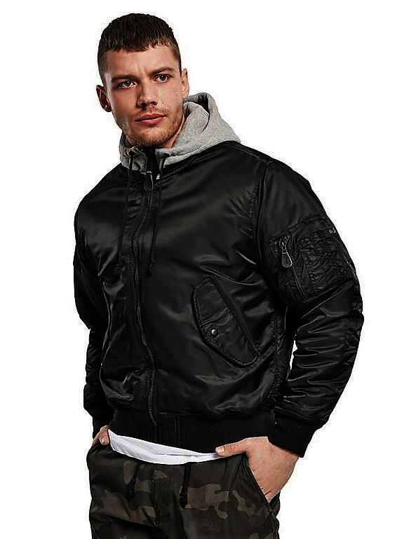 Brandit MA1 Sweat Hooded Jacket, schwarz-grau, Größe L