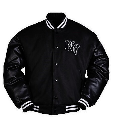 NY Baseball Jacke mit Patch, schwarz, Größe S