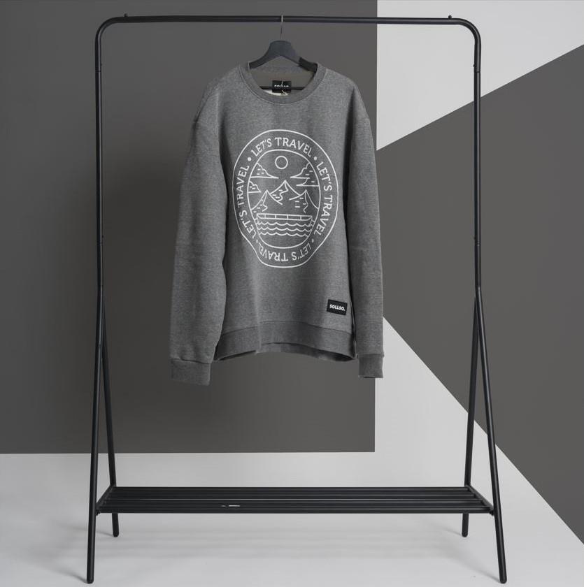 SOLLSO. Sweatshirt „Let’s Travel“, Farbe Pepper & Salt, Größe 8XL