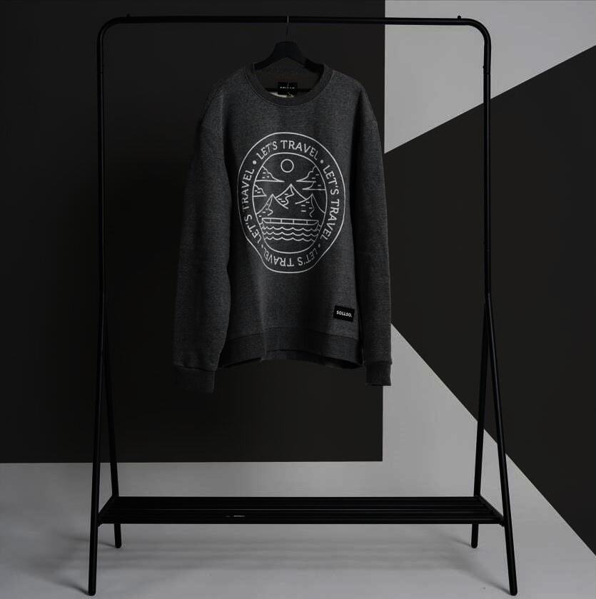 SOLLSO. Sweatshirt „Let’s Travel“, Farbe Pepper & Salt, Größe 3XL