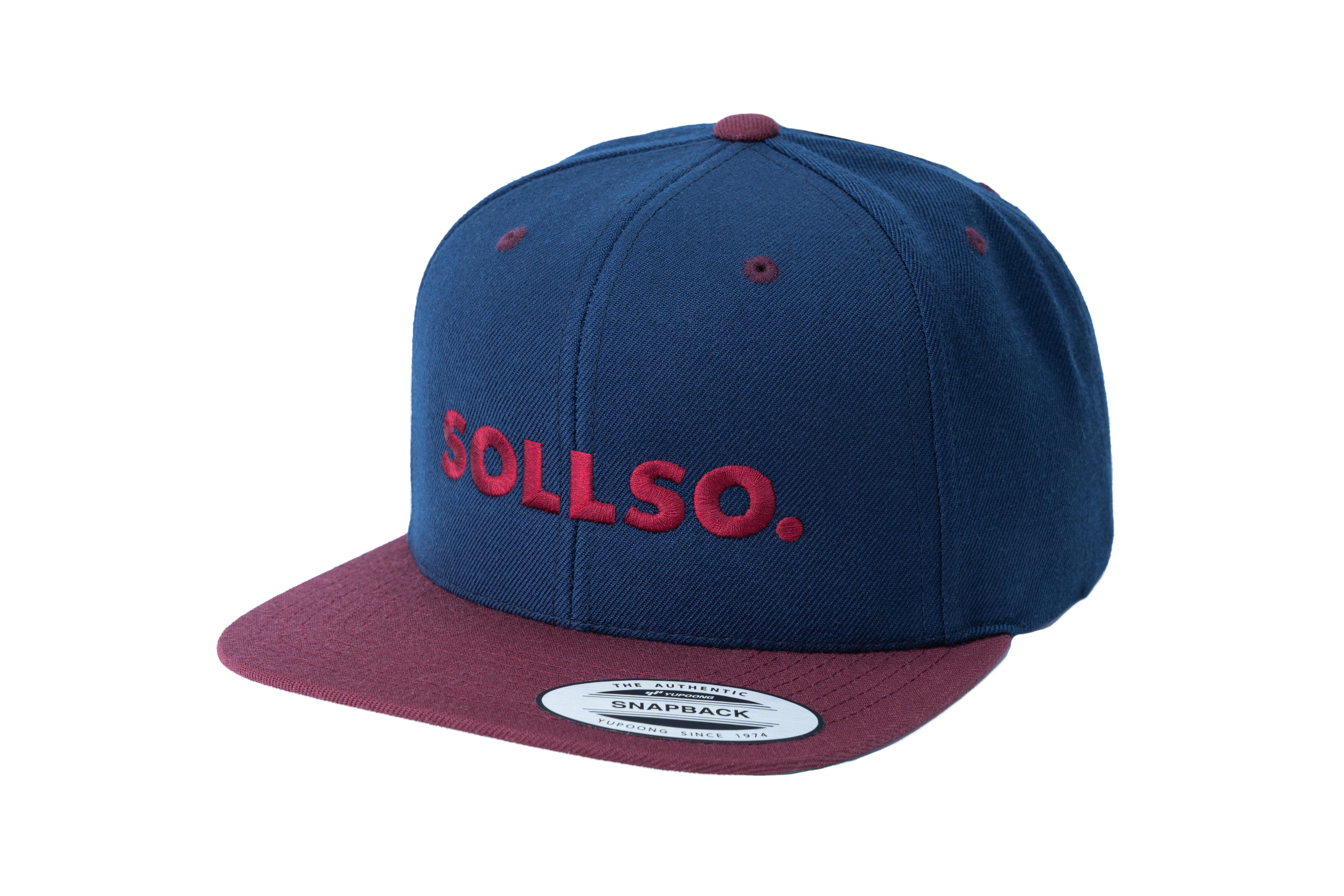 SOLLSO. Classic Snapback 2-Tone Cap, Navy-Maroon SOLLSO. Classic Snapback 2-Tone Cap, Navy-Maroon