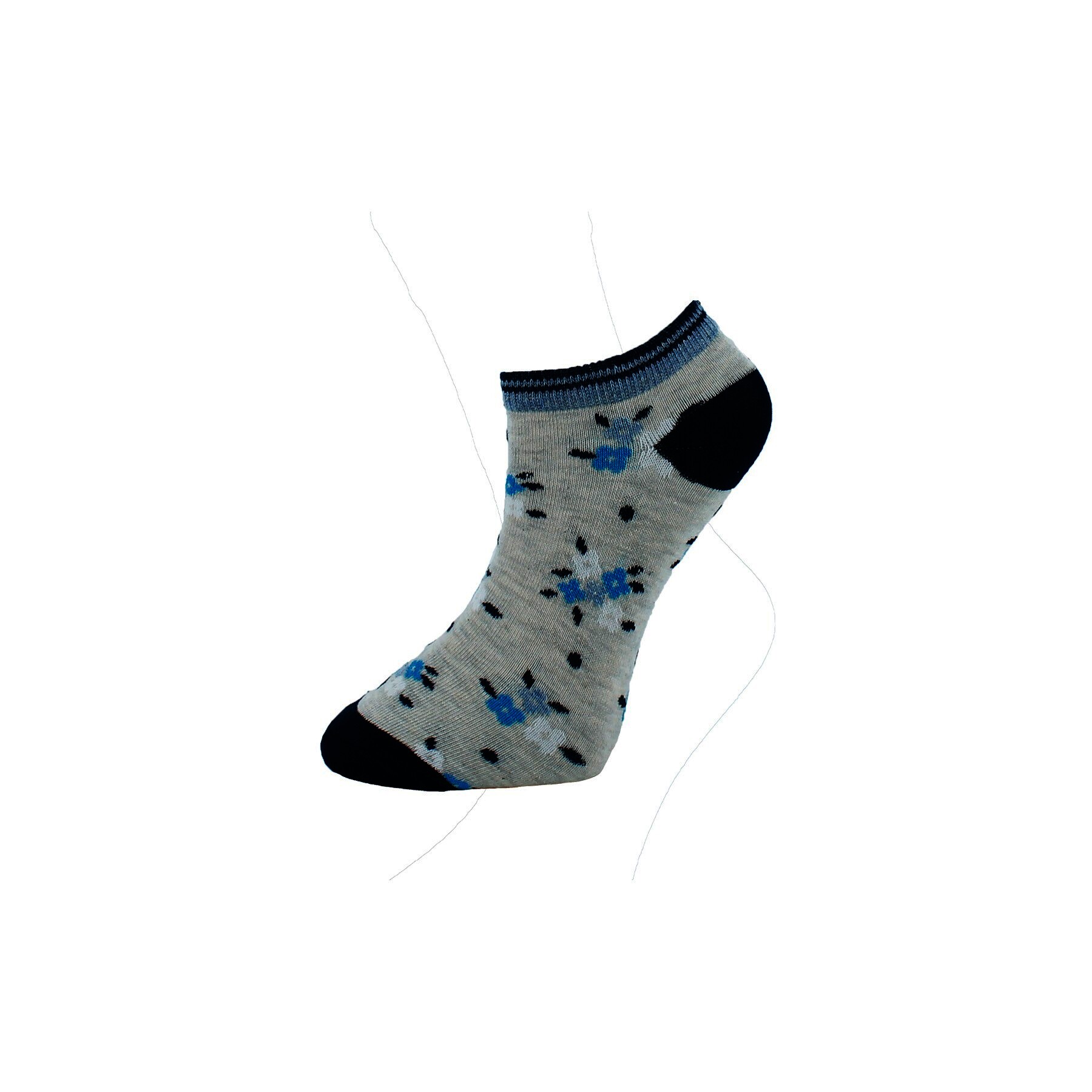Damen Sneaker-Socken 7012, Blautöne bunt,2 x  4er Pack, Gr.35/38
