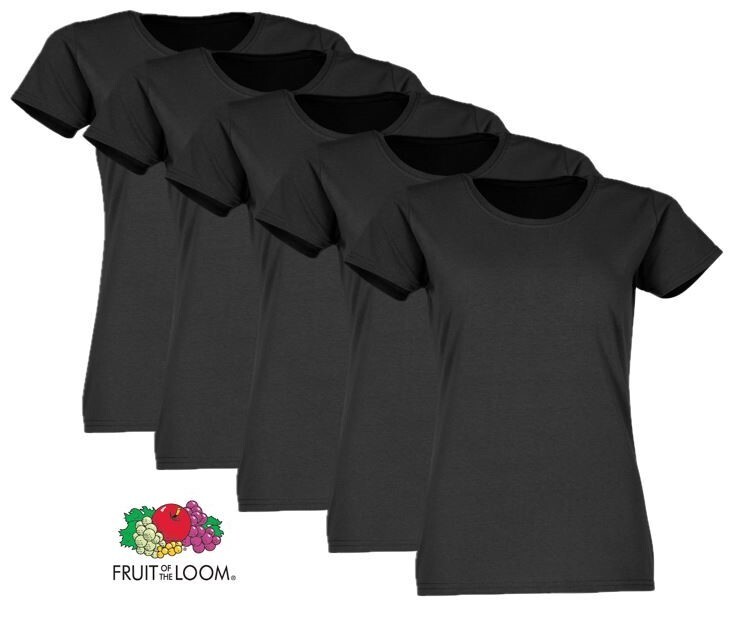 FRUIT OF THE LOOM  Valueweight Damen-T-Shirt, 10er-Pack, schwarz, Gr.XS