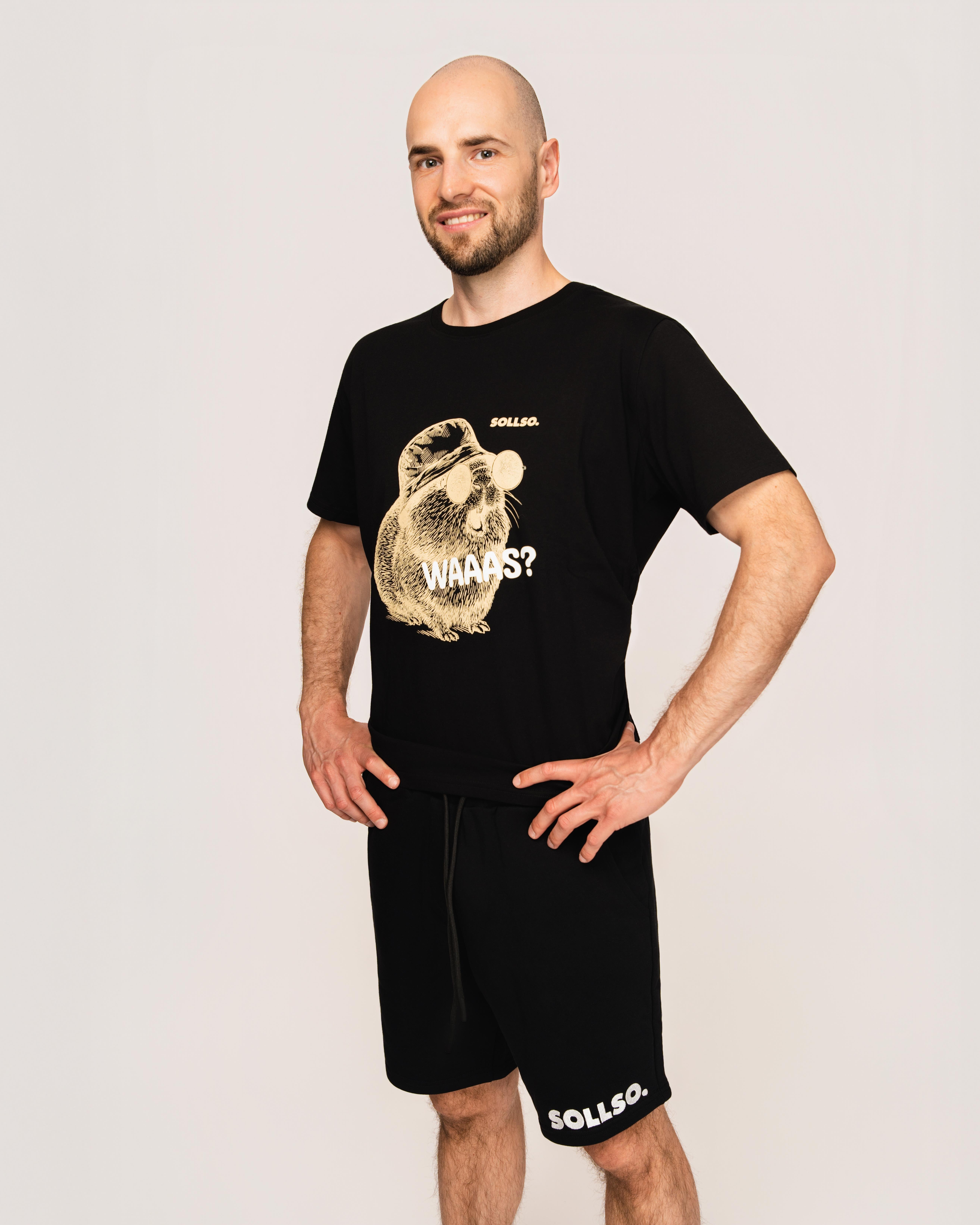 Sweatshorts „SOLLSO.“, Schwarz, Größe L