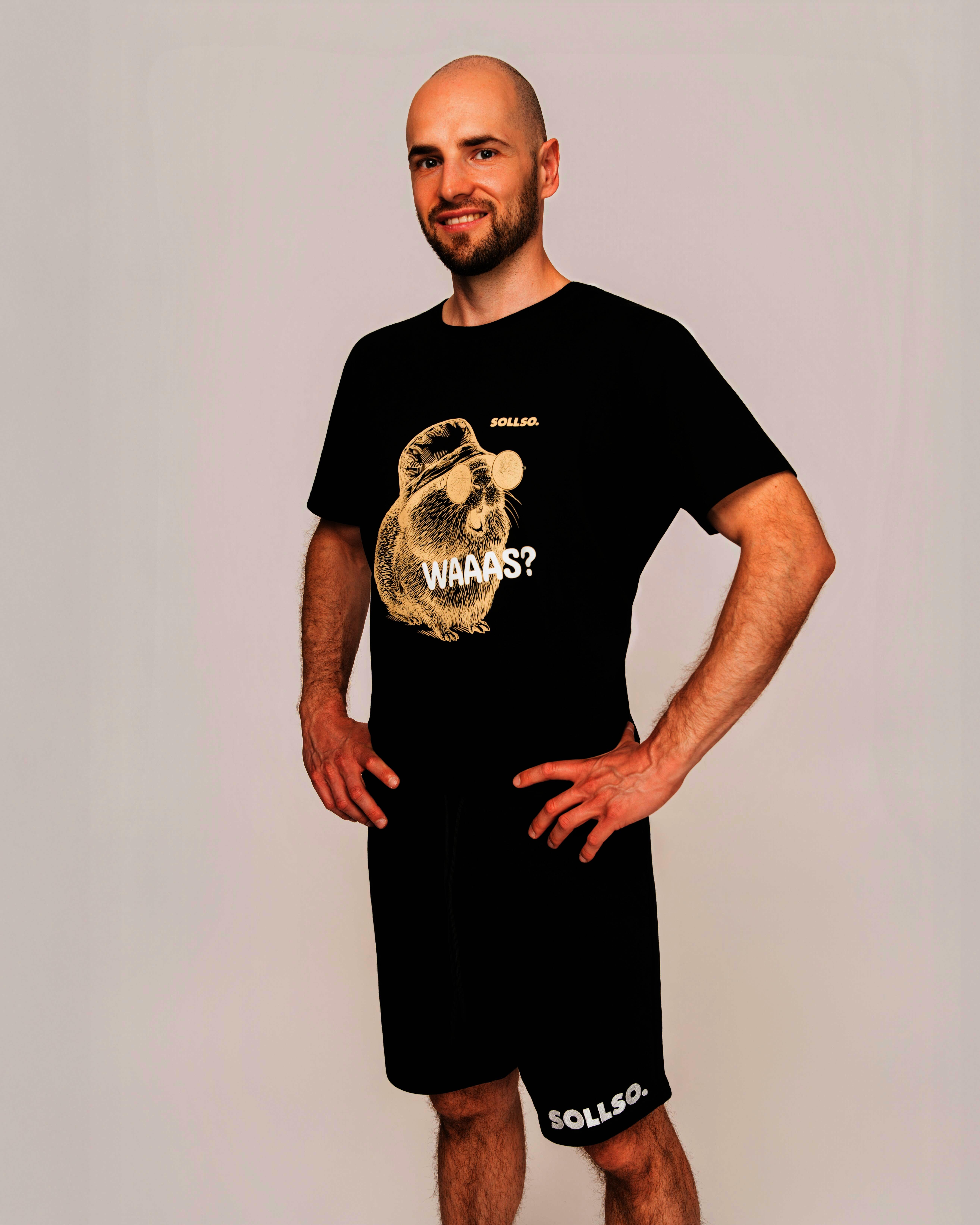 Sweatshorts „SOLLSO.“, Schwarz, Größe L