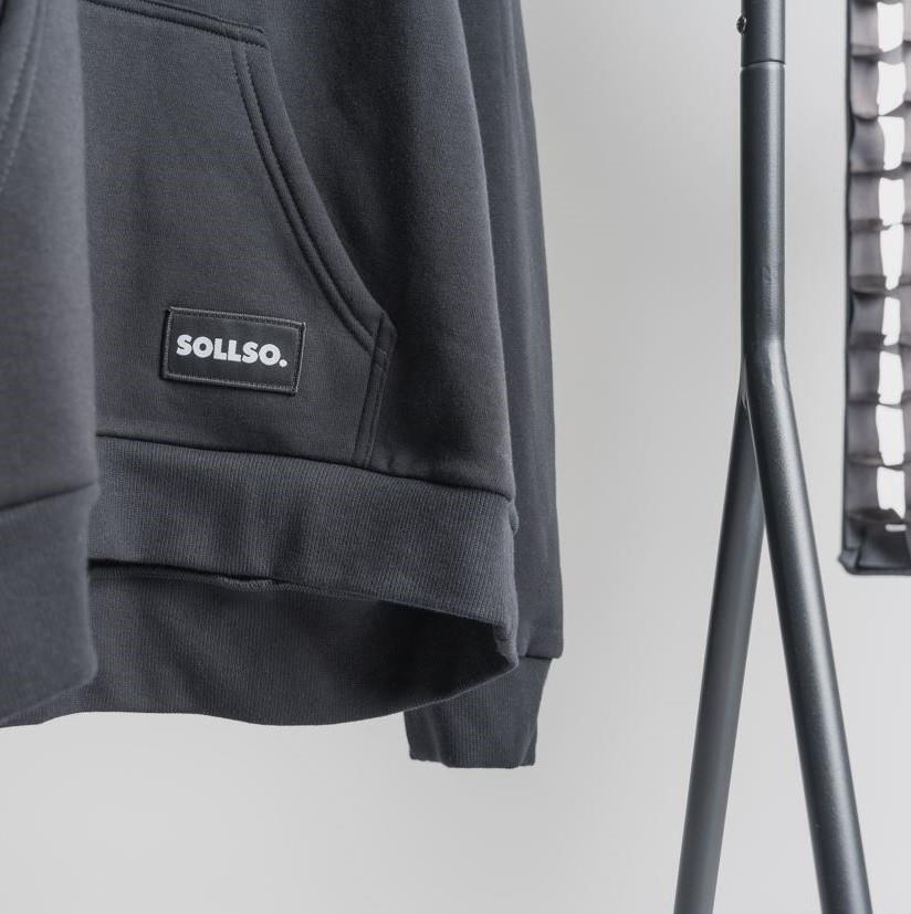 SOLLSO. Premium Hoodie "Pure Logo Big" Farbe Dark Black, Größe 10XL
