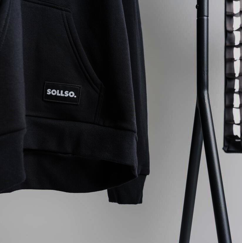 SOLLSO. Premium Hoodie "Pure Logo Big" Farbe Dark Black, Größe 3XL