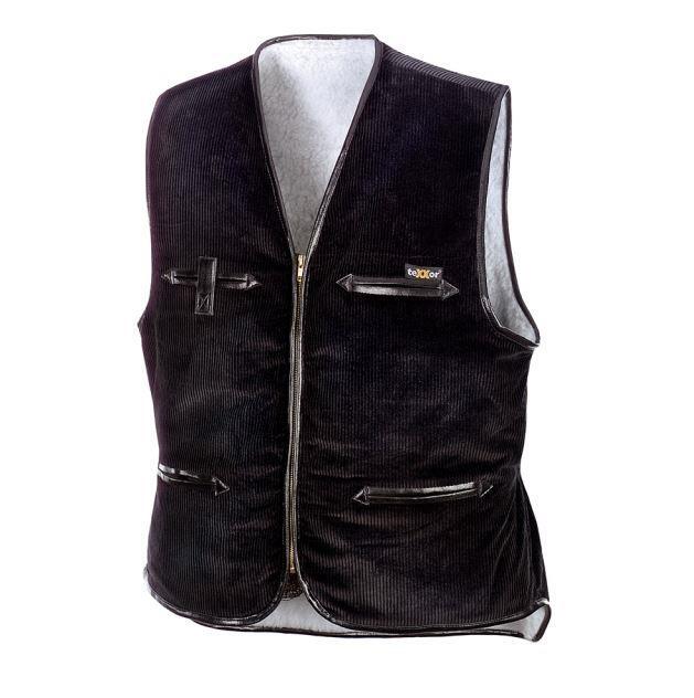 teXXor Arbeitsweste VEGA, gefütterte Breitcordweste schwarz Gr. S
