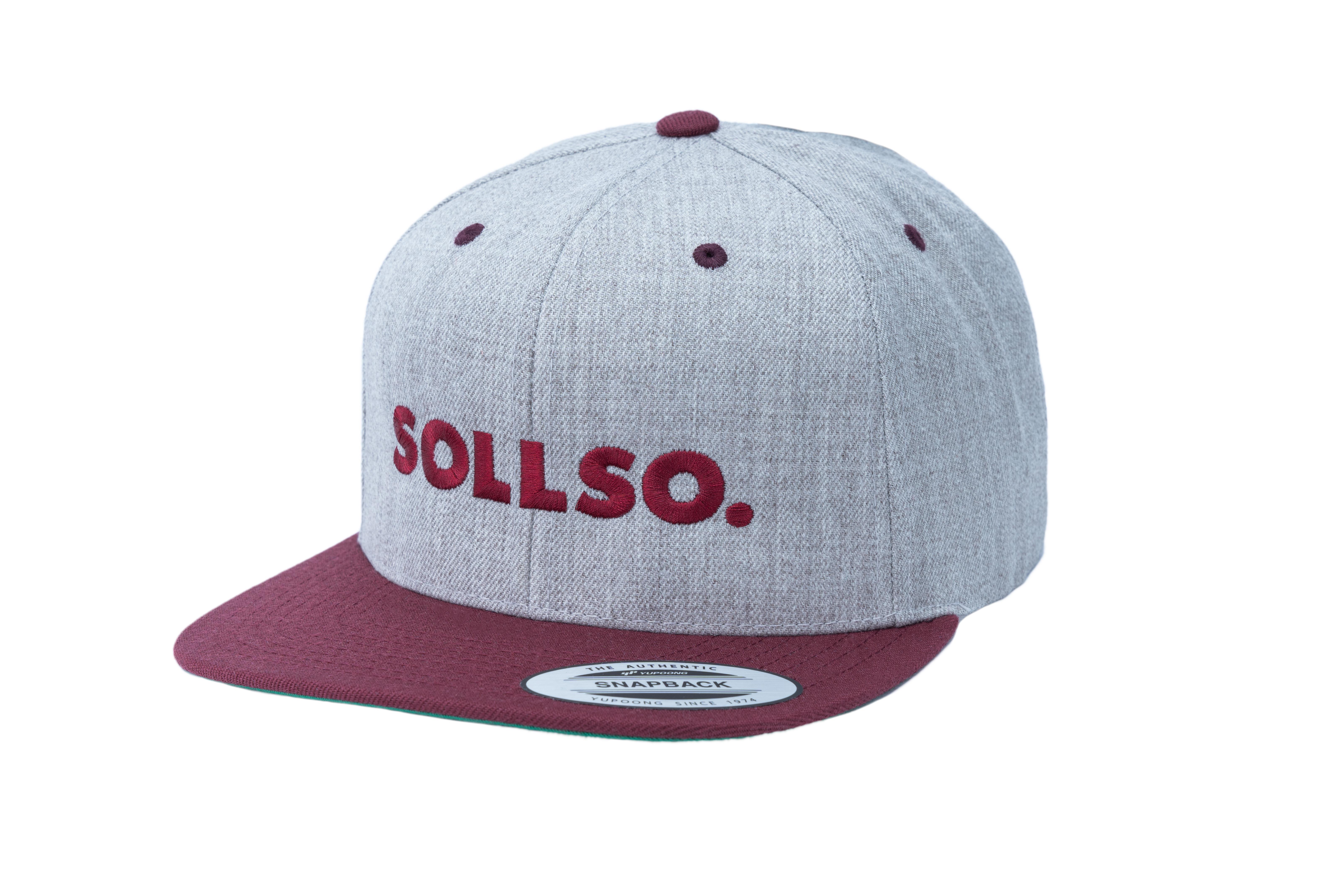 SOLLSO. Classic Snapback 2-Tone Cap, Grey-Maroon