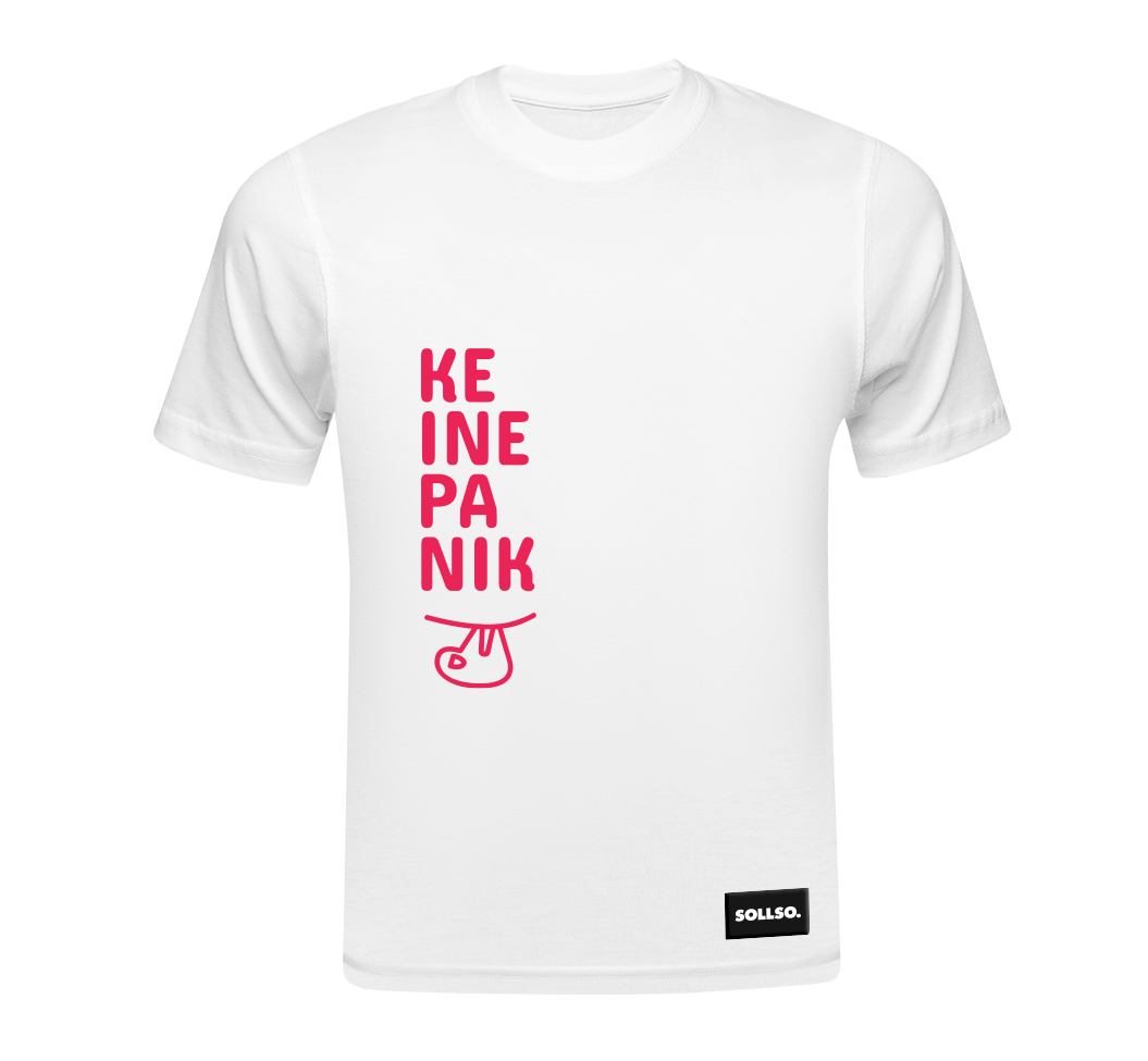 SOLLSO. T-Shirt „Keine Panik“, Farbe Melange White, Größe 3XL
