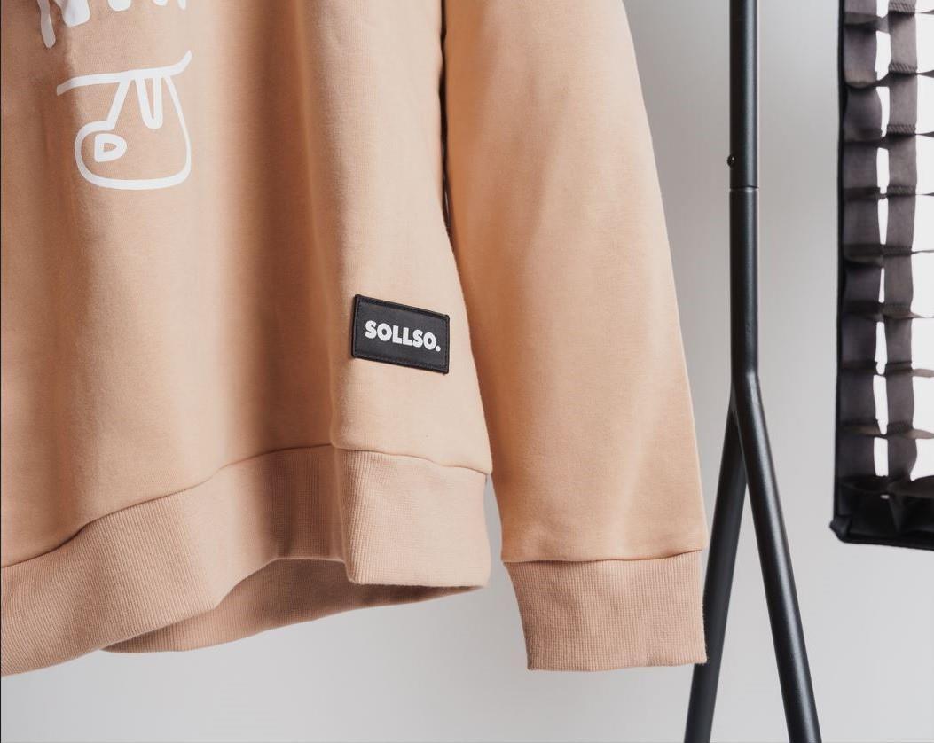 SOLLSO. Hoodie „No Panic Sloth“, Farbe Desert Beige, Größe 5XL