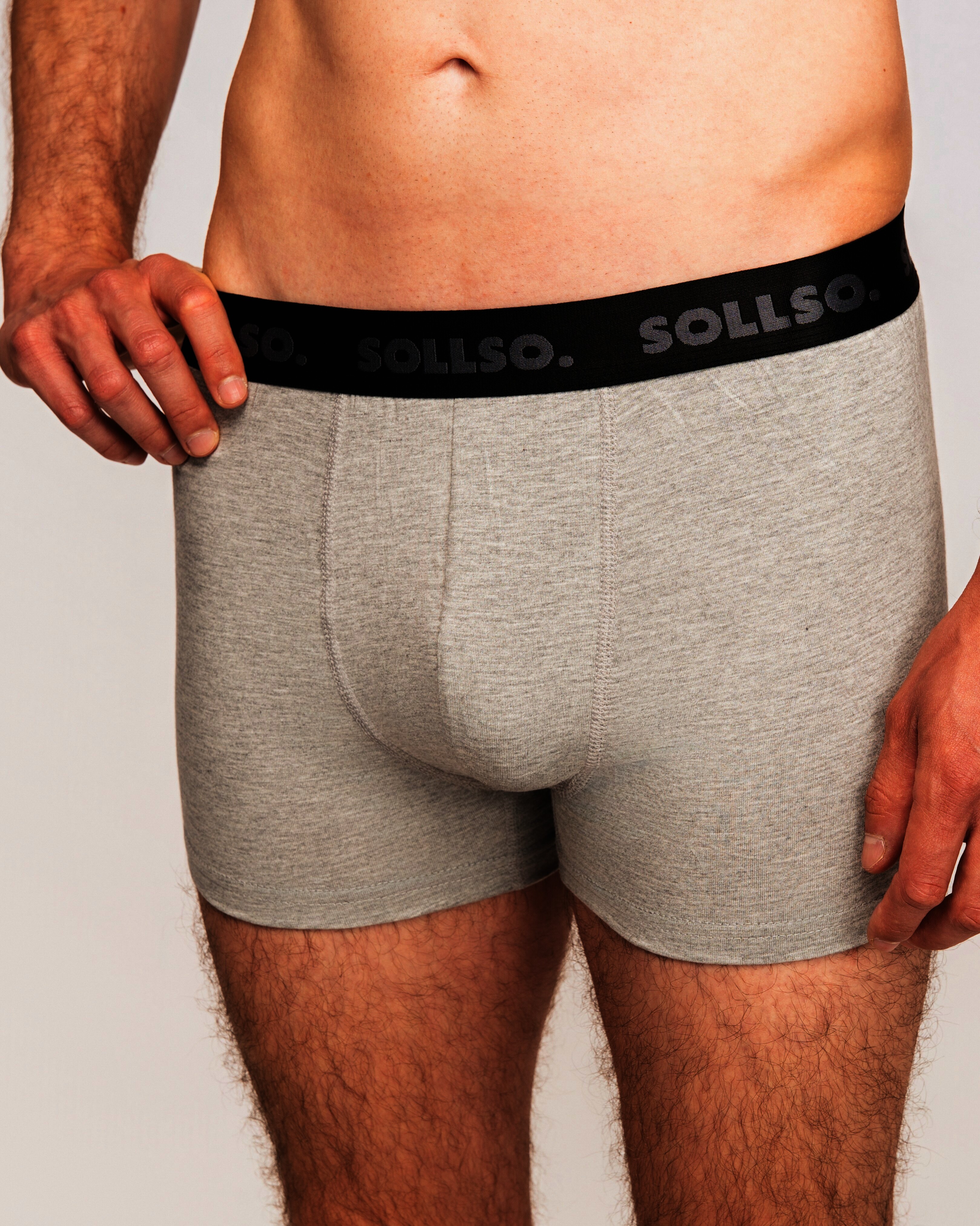 3er Pack Herren Boxershort, Bambusviskose, Grau Melliert, Gr.L