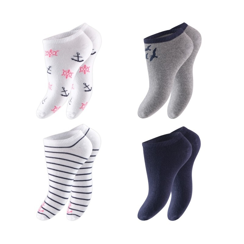 Damen Sneaker Socken 65249, maritim, 2 x 4er-Pack, Gr.35/38