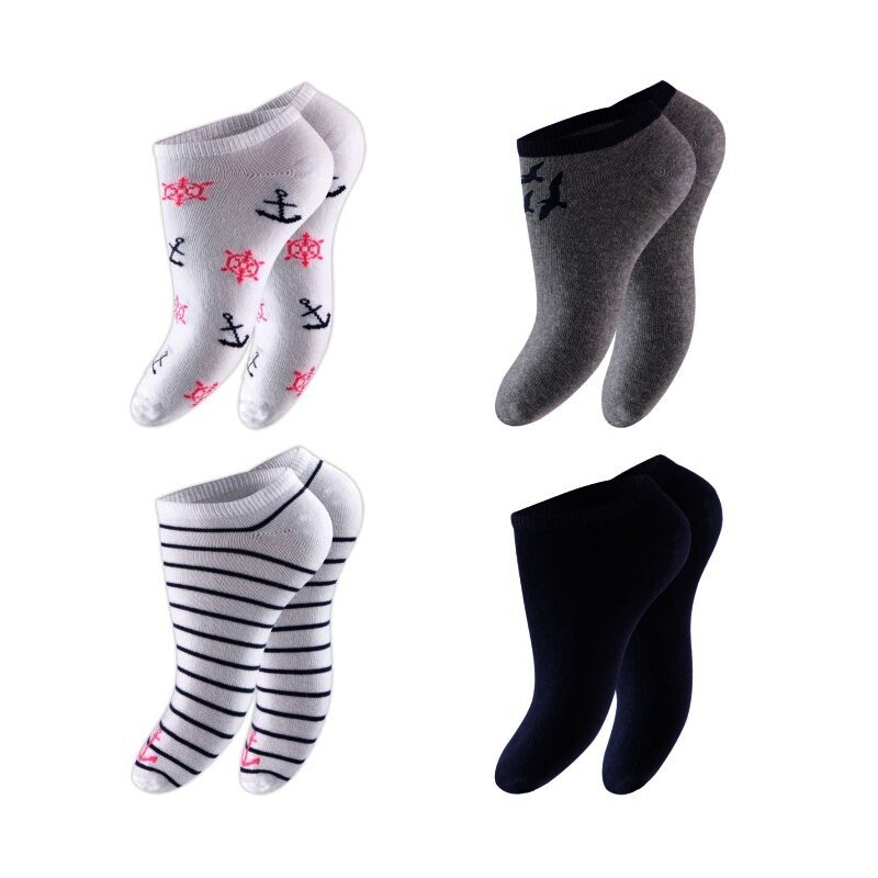 Damen Sneaker Socken 65249, maritim, 2 x 4er-Pack, Gr.35/38