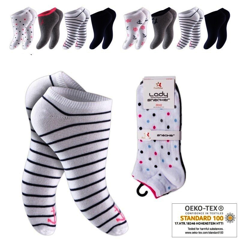 Damen Sneaker Socken 65249, maritim, 2 x 4er-Pack, Gr.35/38