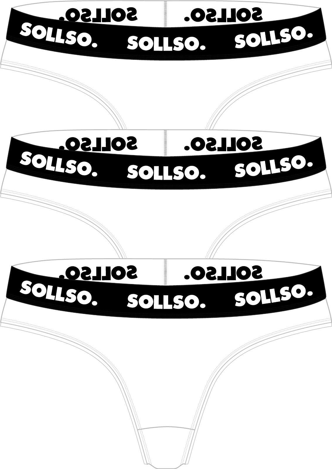 Damen Tanga, Bambusviskose, 3er-Pack, Weiß/Schwarz, Gr.M