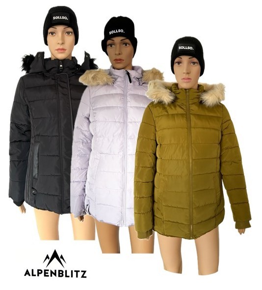 ALPENBLITZ Damen-Winterjacke, gesteppt, Schwarz, Gr.36