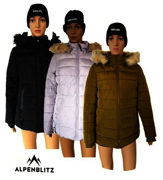 ALPENBLITZ Damen-Winterjacke, gesteppt, Schwarz, Gr.36