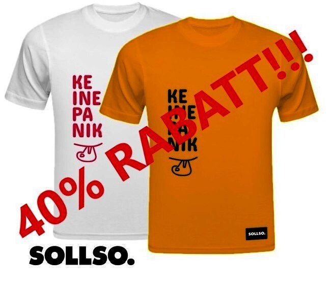 SOLLSO. T-Shirt „Keine Panik“, Melange White, XL