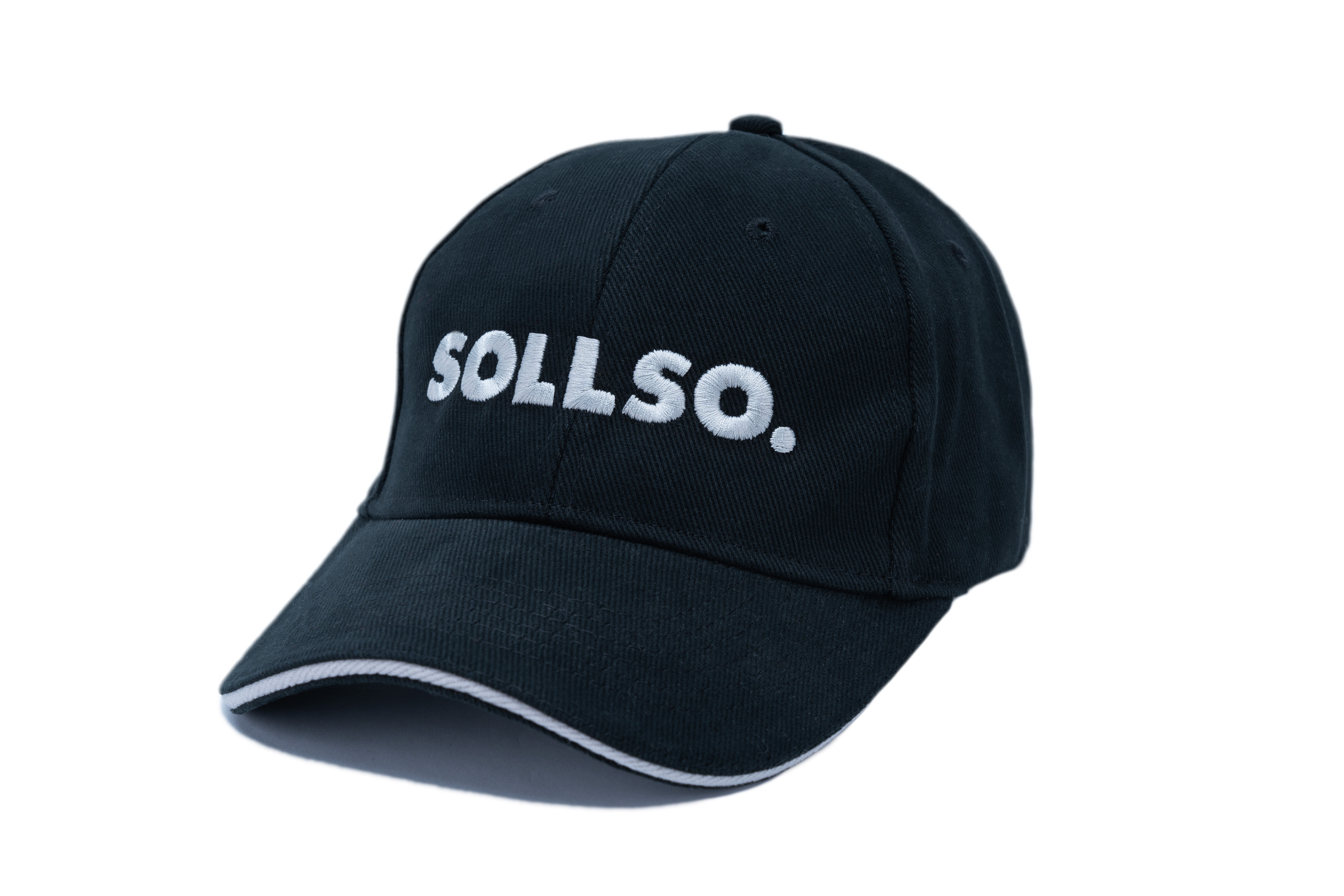 SOLLSO. TEXXILLA 6 Panel Sandwich Cap, Schwarz/Weiß