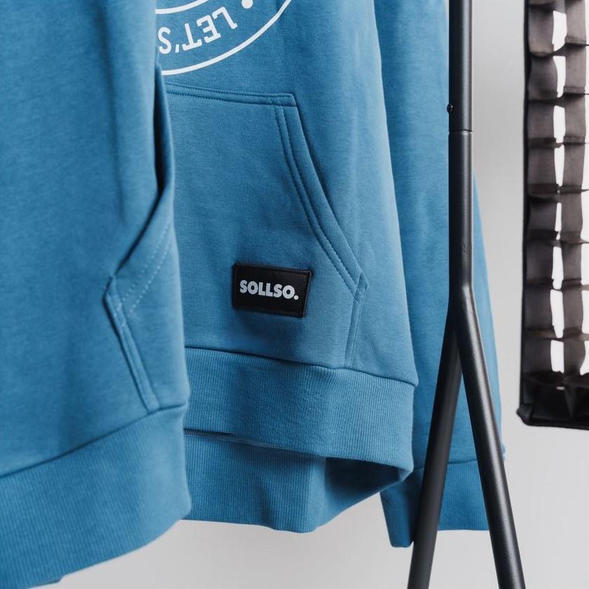 SOLLSO. Premium Hoodie "Let’s Travel" Farbe Navy Blue, Größe XXL