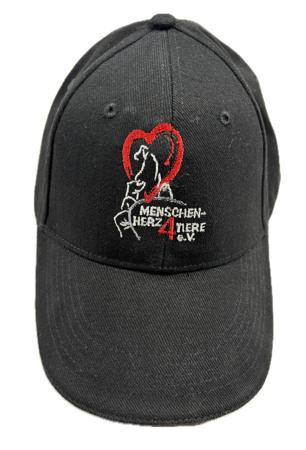 6 Panel Strong Front Raver Cap, „Menschen Herz 4 Tiere e.V.“, Schwarz