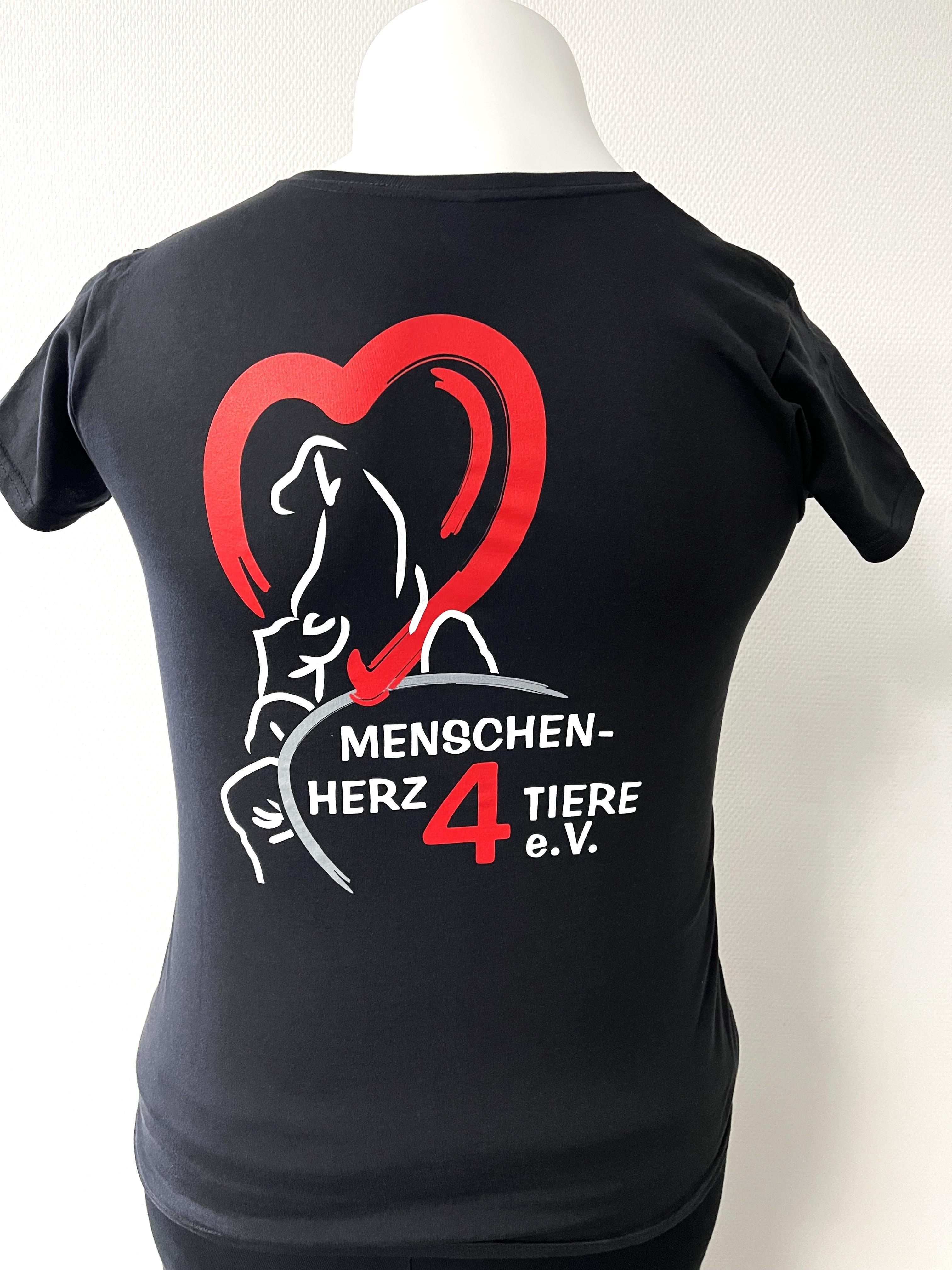 Damen T-Shirt "Menschen Herz 4 Tiere e.V." by SOLLSO., schwarz, Gr.M