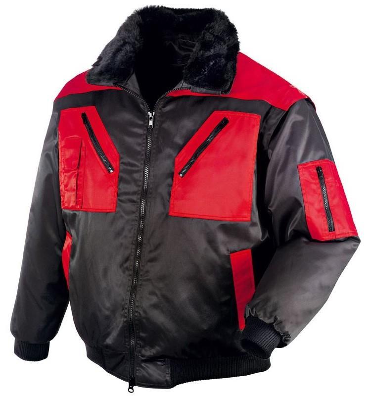 teXXor Piloten Oslo Arbeitsjacke mit abnehmbaren Ärmeln schwarz/rot, 4180, Größe 5XL