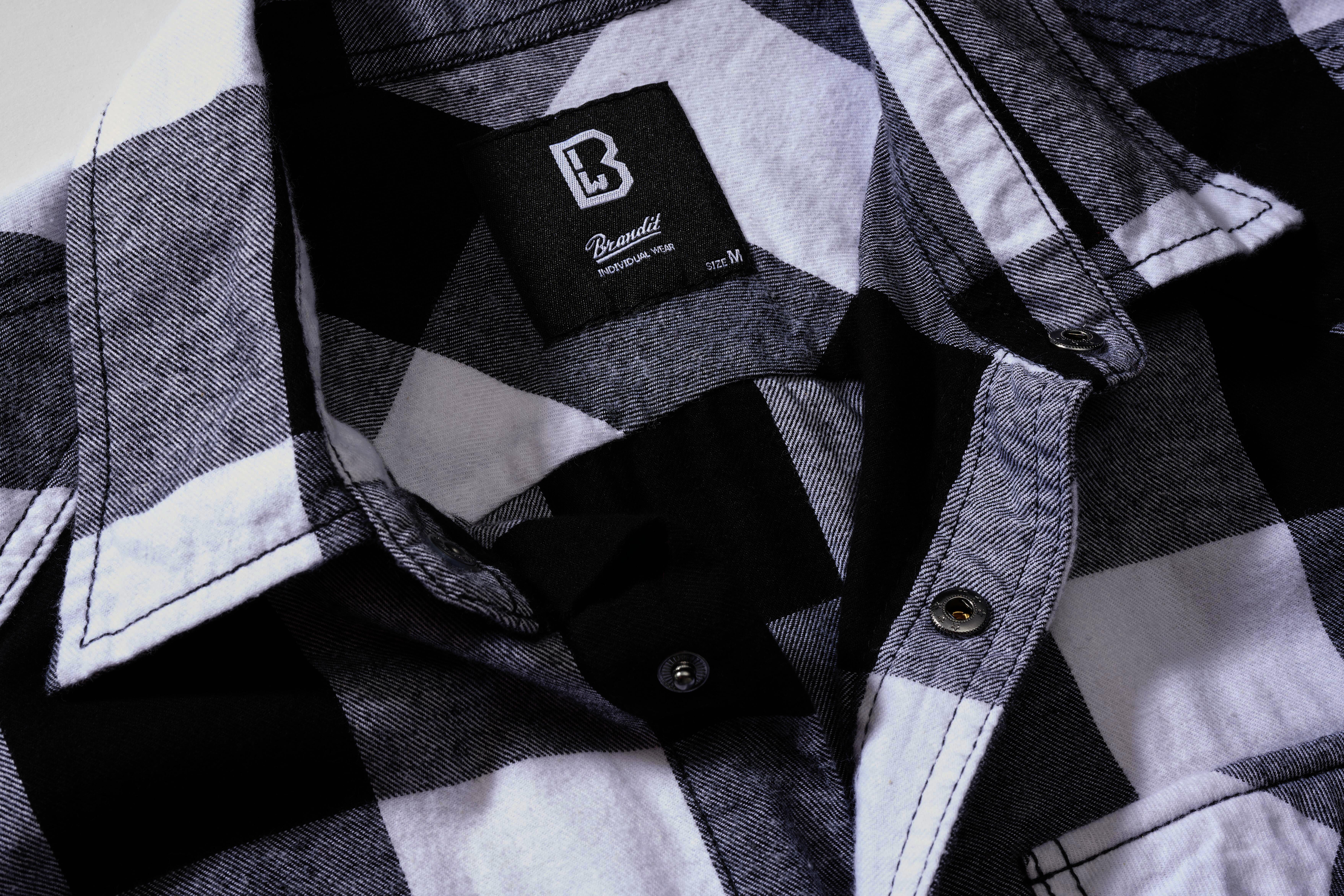 Brandit Checkshirt, Farbe weiß/schwarz, Größe L