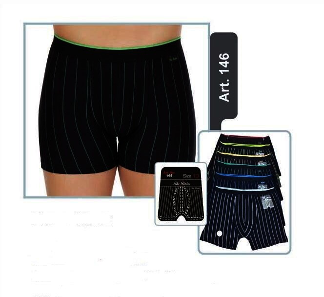 Herren Boxershort Feinripp schwarz mit farbigen Streifen, 3 Stück, Größe 5