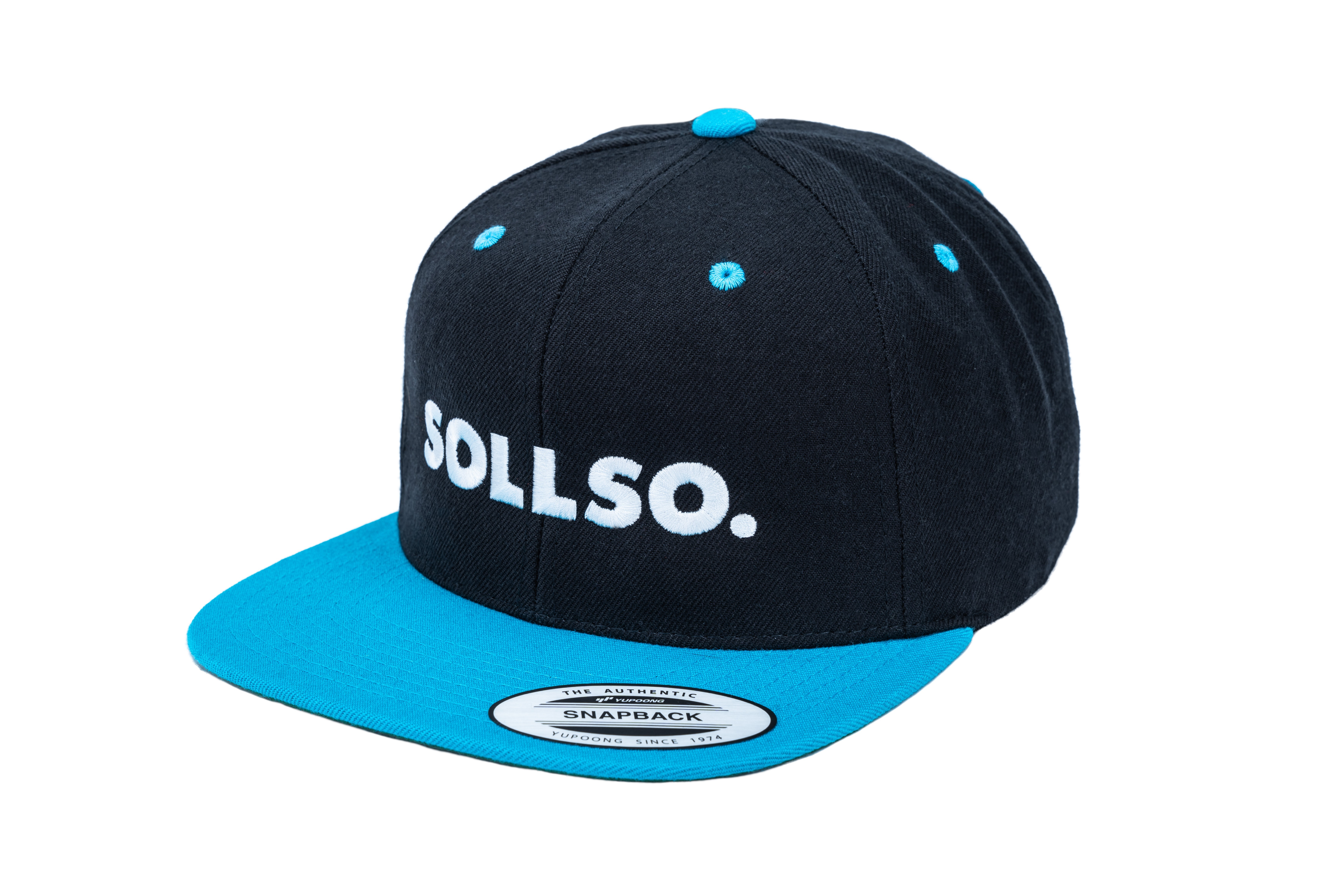 SOLLSO. Classic Snapback 2-Tone Cap, Black-Teal