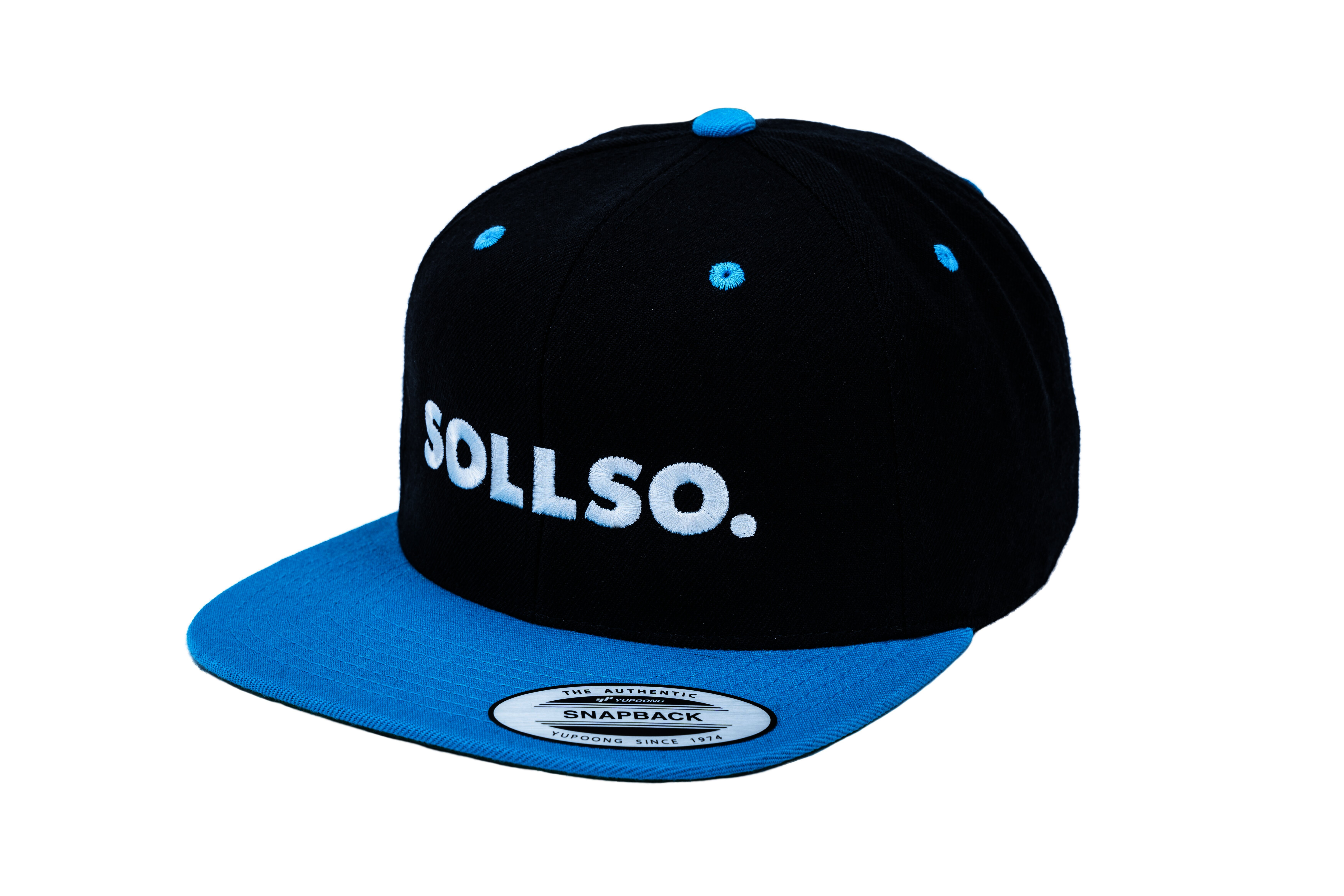 SOLLSO. Classic Snapback 2-Tone Cap, Black-Teal