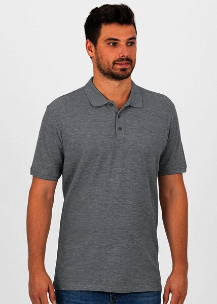 JAKO Herren Polo-Shirt Organic, hellgrau meliert, Gr.XL
