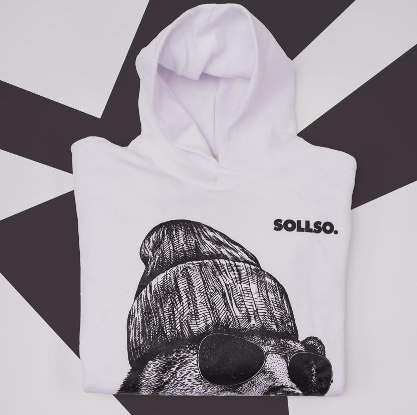 SOLLSO. Hoodie „Winterbear“, Farbe Melange White, Größe 8XL SOLLSO. Hoodie „Winterbear“, Farbe Melange White, Größe 8XL