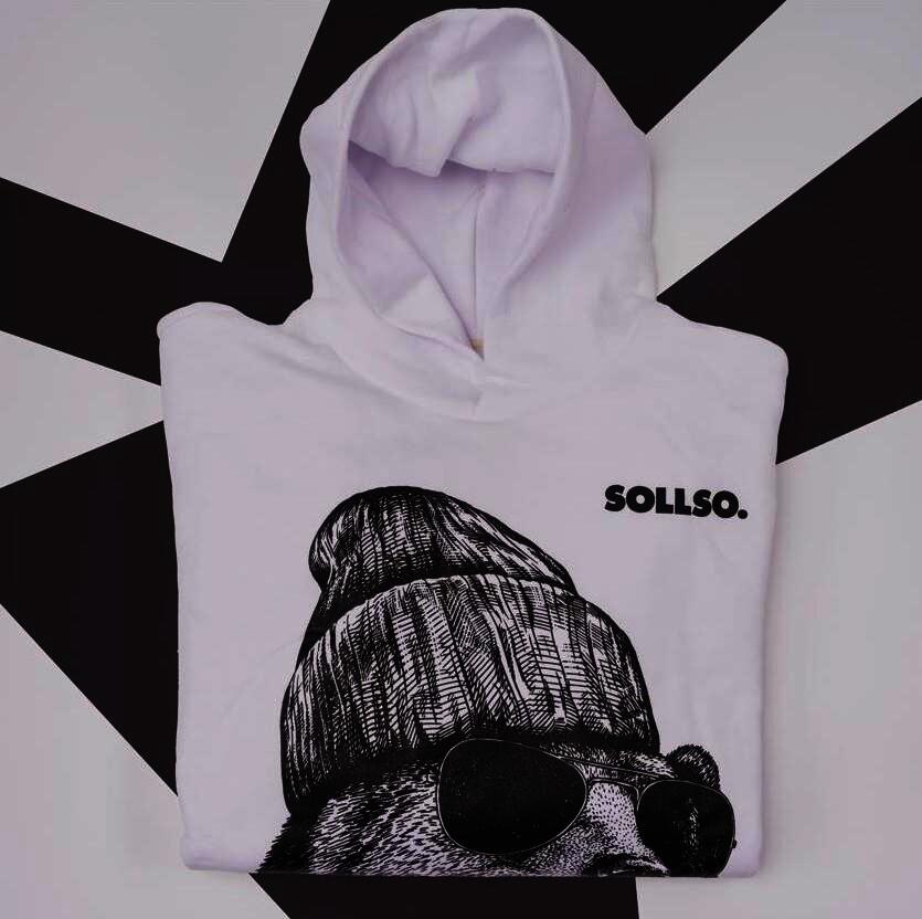 SOLLSO. Hoodie „Winterbear“, Farbe Melange White, Größe 7XL