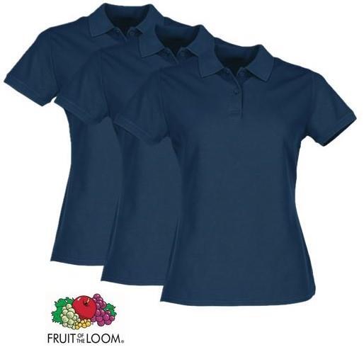 FOTL  Damen Premium-Poloshirt, 3er-Pack, navy, Gr.S
