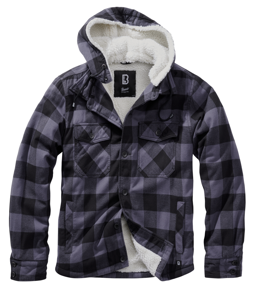 Brandit Lumberjacket hooded schwarz/grau, Größe 5XL