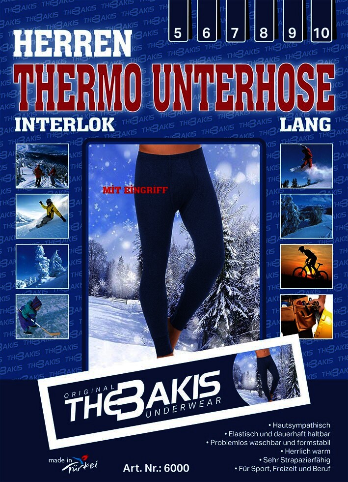 2er Pack Herren Thermo Unterhose Dunkelblau, Größe 6